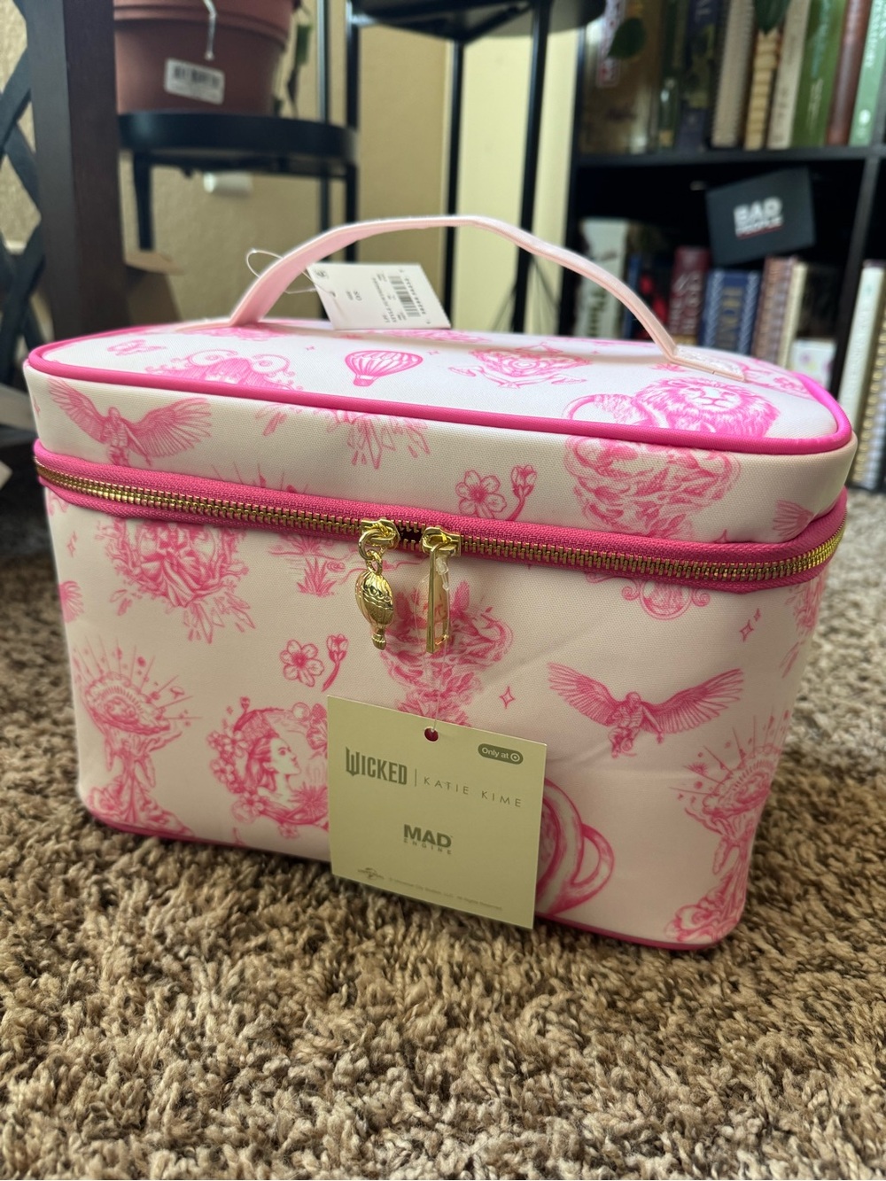 Wicked x Katie Kime Pink Printed Cosmetic Train Case